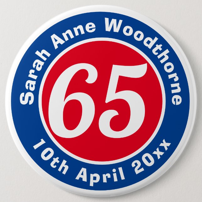 Birthday Commemoration with Name, Age, & Date Button (Front)