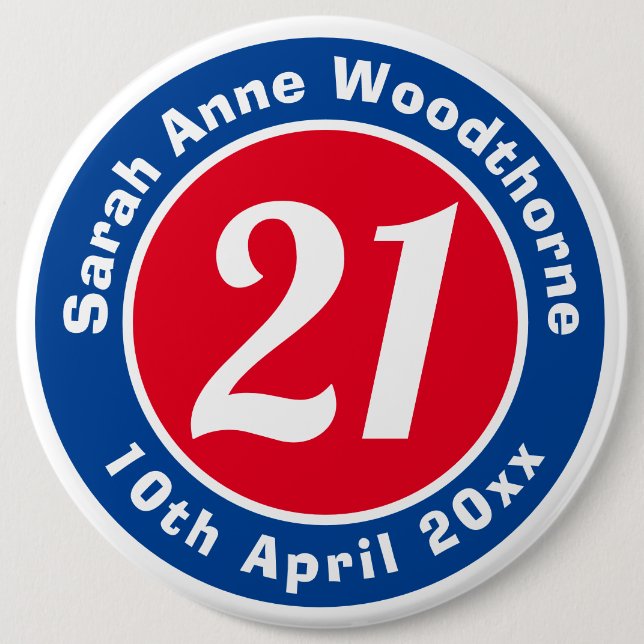 Birthday Commemoration with Name, Age, & Date Button (Front)