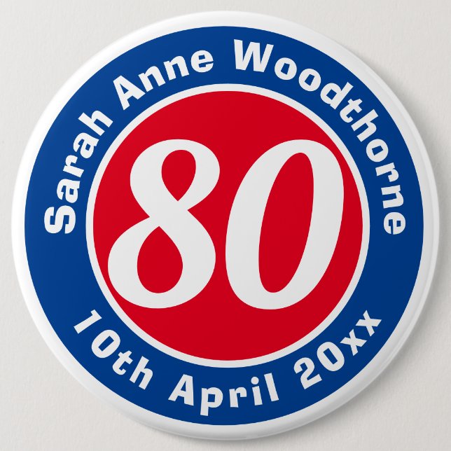 Birthday Commemoration with Name, Age, & Date Button (Front)
