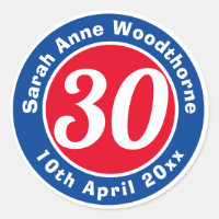 Birthday Commemoration with Name, Age, & Date Classic Round Sticker