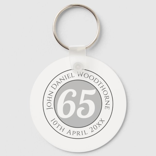 Birthday Commemoration with Name, Age, & Date Keychain (Front)