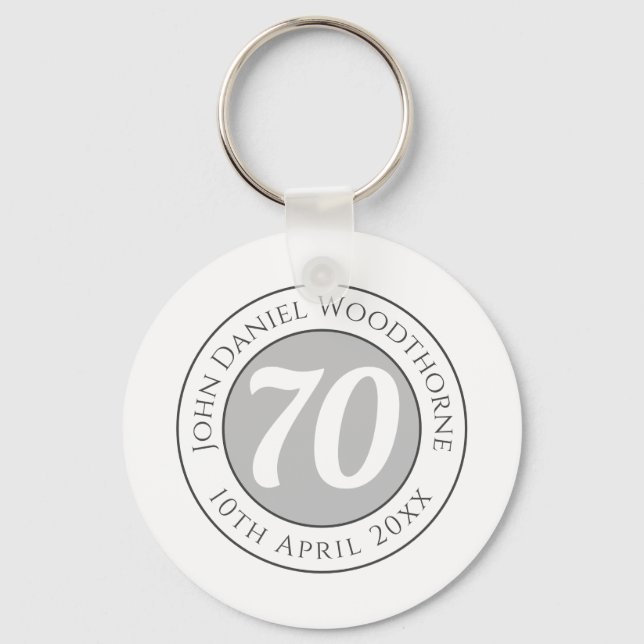 Birthday Commemoration with Name, Age, & Date Keychain (Front)