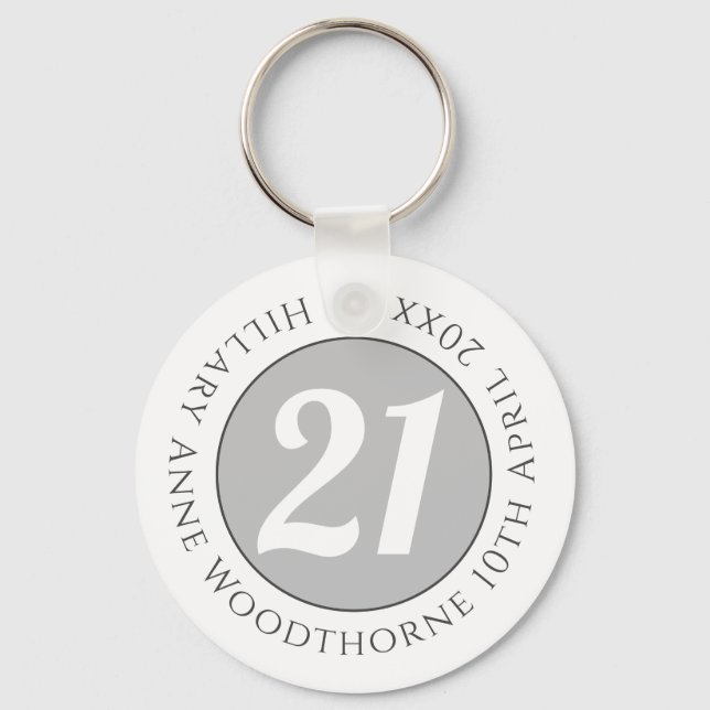 Birthday Commemoration with Name, Age, & Date Keychain (Front)