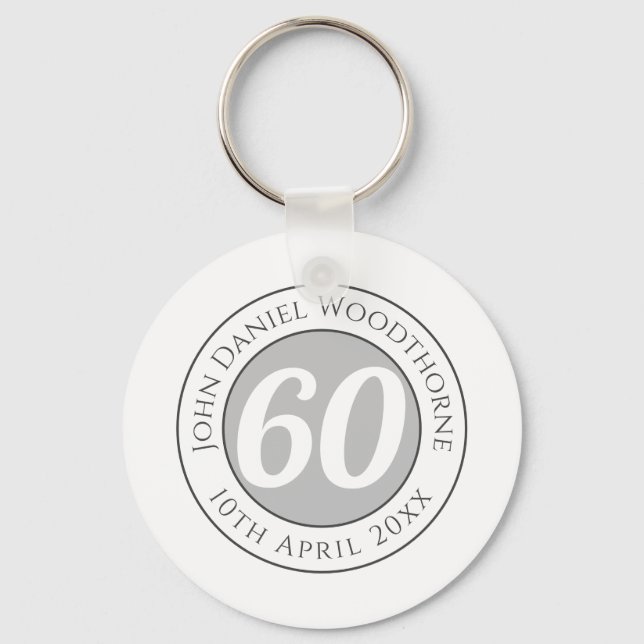 Birthday Commemoration with Name, Age, & Date Keychain (Front)