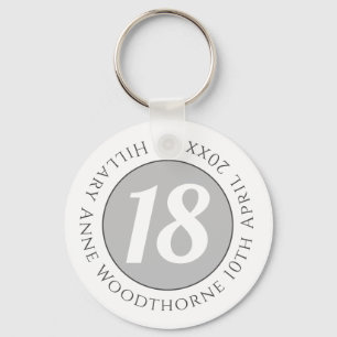Birthday Commemoration with Name, Age, & Date Keychain