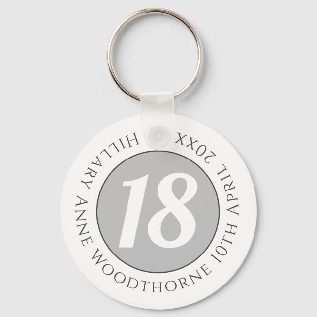Birthday Commemoration with Name, Age, & Date Keychain (Front)