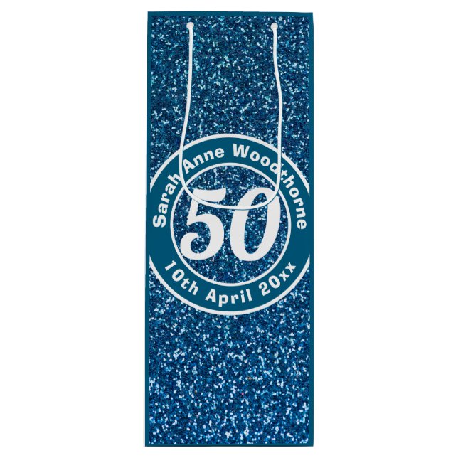 Birthday Commemoration with Name, Age, & Date Wine Gift Bag (Front)