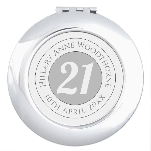 Birthday Commemoration with Name & Date Compact Mirror (Front)