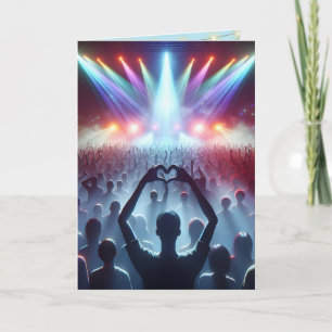 Birthday Concert Crowd With Heart Shaped Sign Card