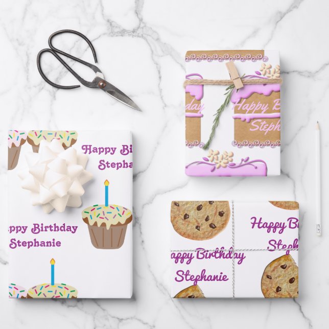 Birthday Confections Wrapping Paper Sheets (Front)