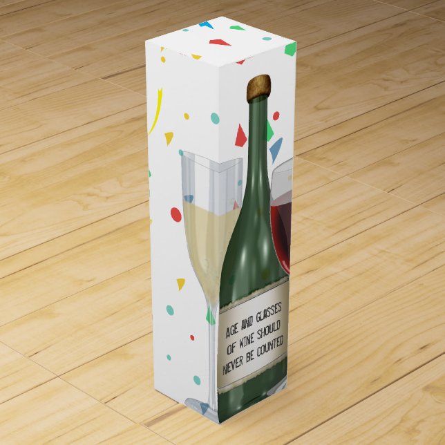 Birthday Confetti  and Wine Bottle Wine Box (Front)