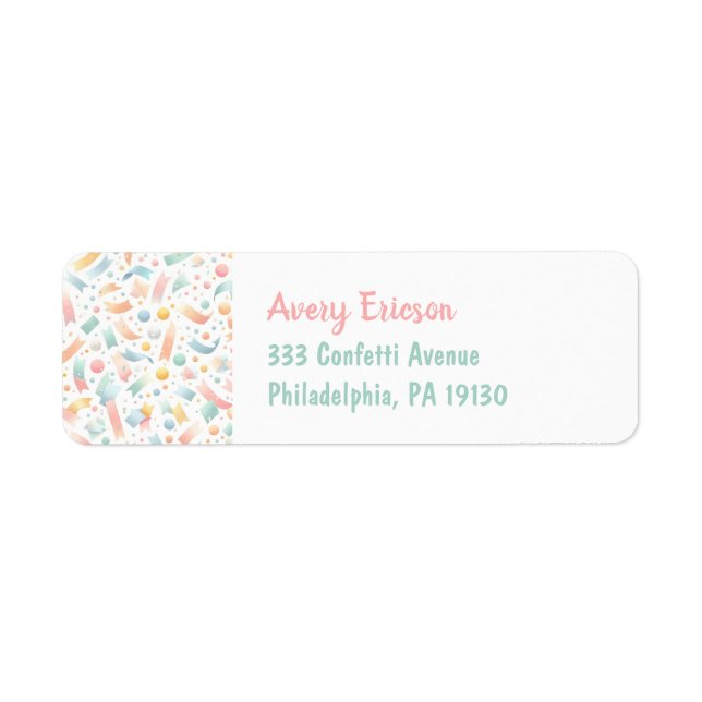 Birthday Confetti Colorful Cute Return Address Label (Front)