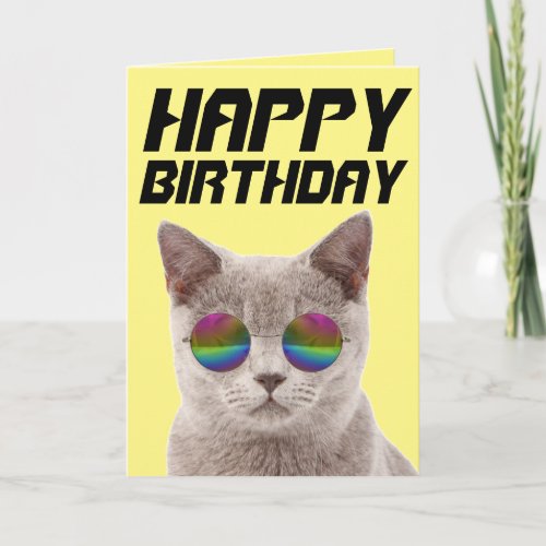 BIRTHDAY COOL CAT WITH BIG SUNGLASSES CARDS