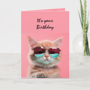 Birthday Cool Classy Kitten Cat Fun Humor Card