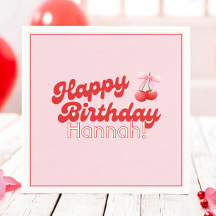 Birthday Coquette Cherries Bows Bubble Letters Napkins