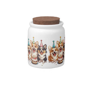 Birthday Corgi Dogs Candy Jar