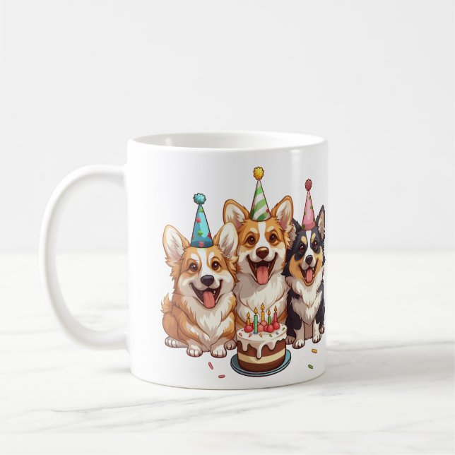 Birthday Corgi Dogs Coffee Mug (Left)