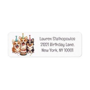 Birthday Corgi Dogs Label
