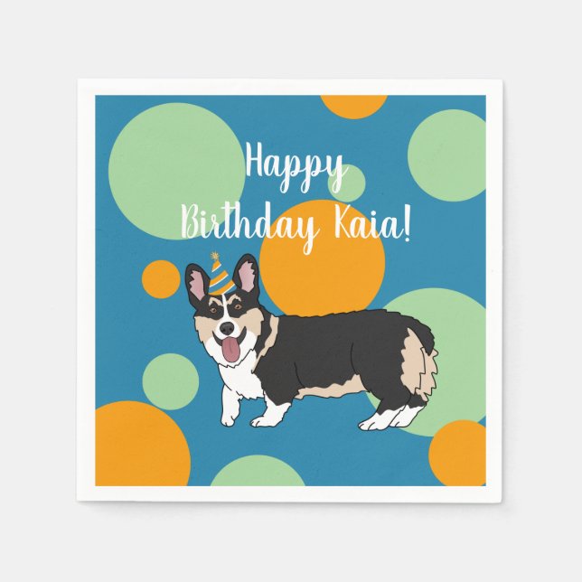 Birthday Corgi  Napkins (Front)