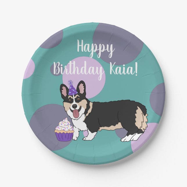 Birthday Corgi  Paper Plates (Front)