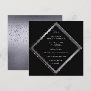 Birthday Corporate Party Gray Black Geometric Gold Invitation