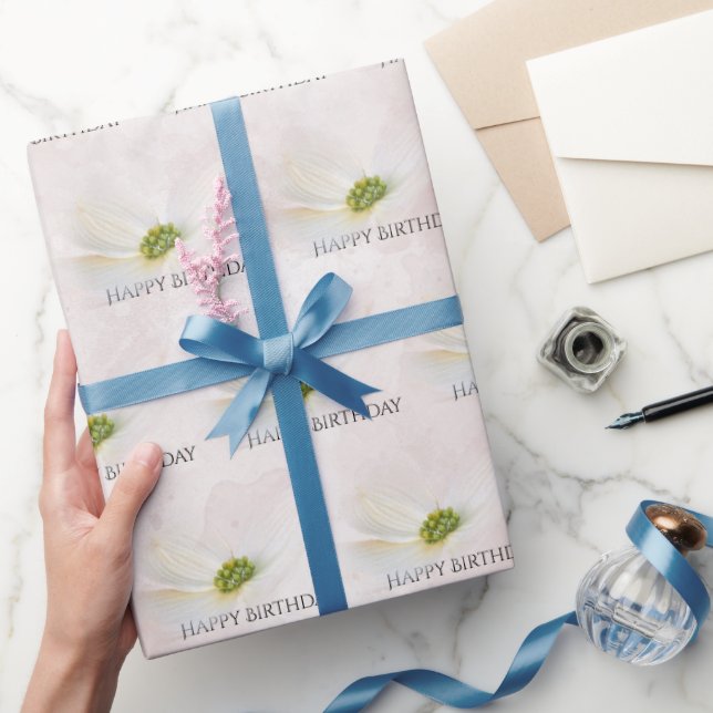 Birthday Cosmos On Blush Pink  Wrapping Paper (Gifting)