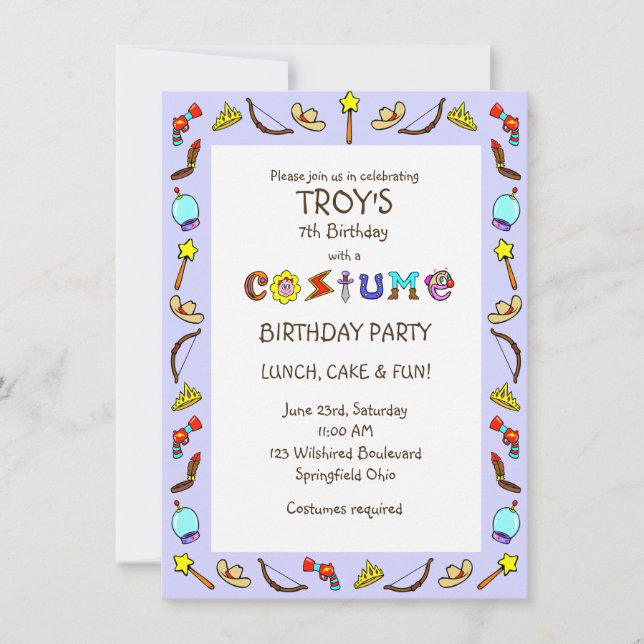 Birthday Costume Party Children's Invitation (Front)