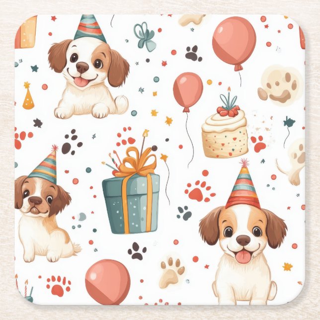 Birthday Cottage Coasters – Cozy Celebration Set (Front)