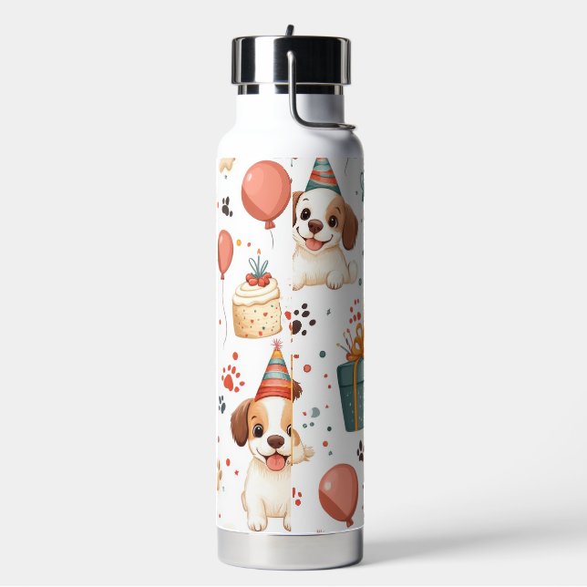 Birthday Cottage Thermos – Cozy Celebration Design Water Bottle (Left)