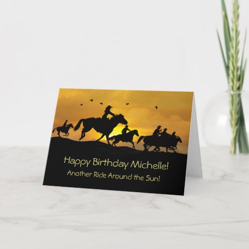 Birthday Country Western Cowboy and Cowgirl Name Card