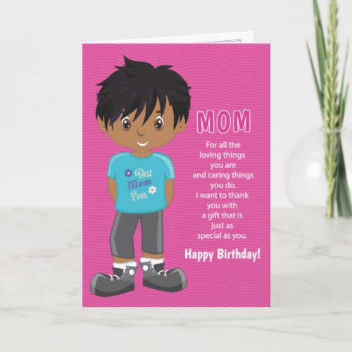 Birthday Coupons for Mom _ Multicultural Boy Card