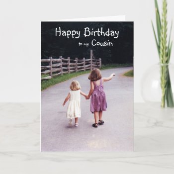 Birthday Cousin Customizable Girls On Country Road Card by PamJArts at Zazzle