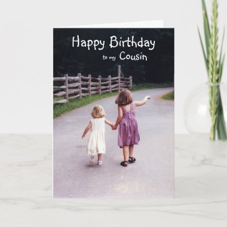 Birthday Cousin Customizable Girls On Country Road Card