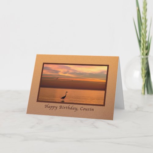 Birthday Cousin Ocean View at Sunset Card