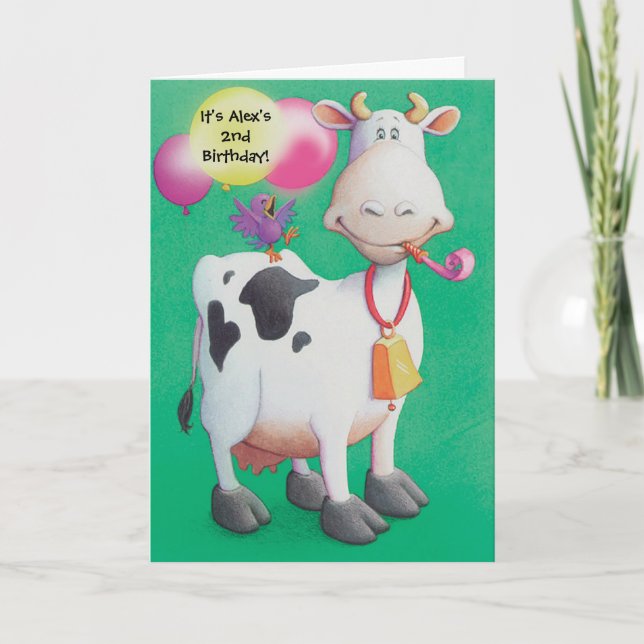 Birthday cow customizable invitations (Front)