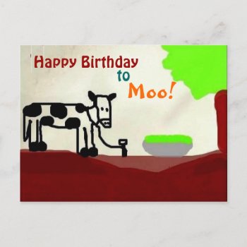 Birthday Cow Postcard by stopnbuy at Zazzle