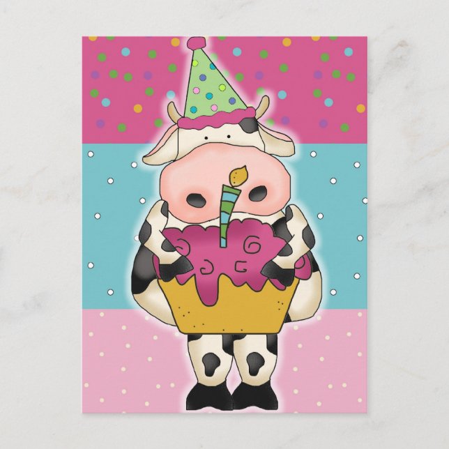 Birthday cow postcard (Front)