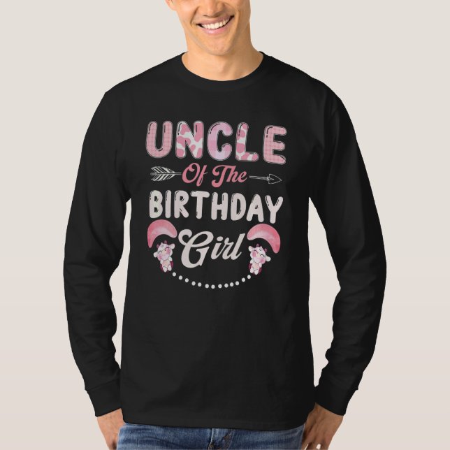 Birthday Cow Uncle Of The Birthday Girl Farming Ba T-Shirt (Front)