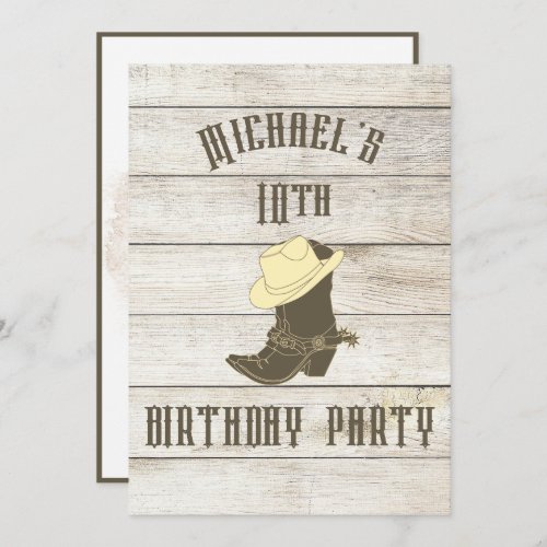 Birthday Cowboy Boys Age Party Invitation