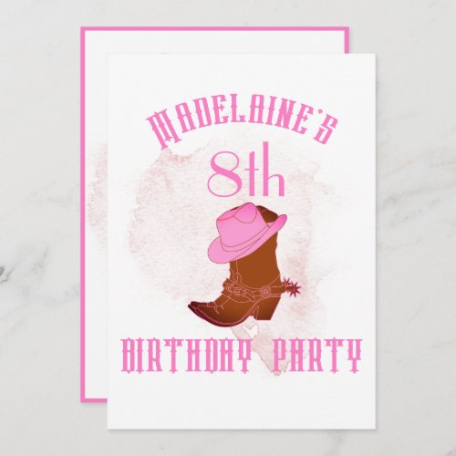 Birthday Cowboy Cowgirl Girls Age Party Invitation