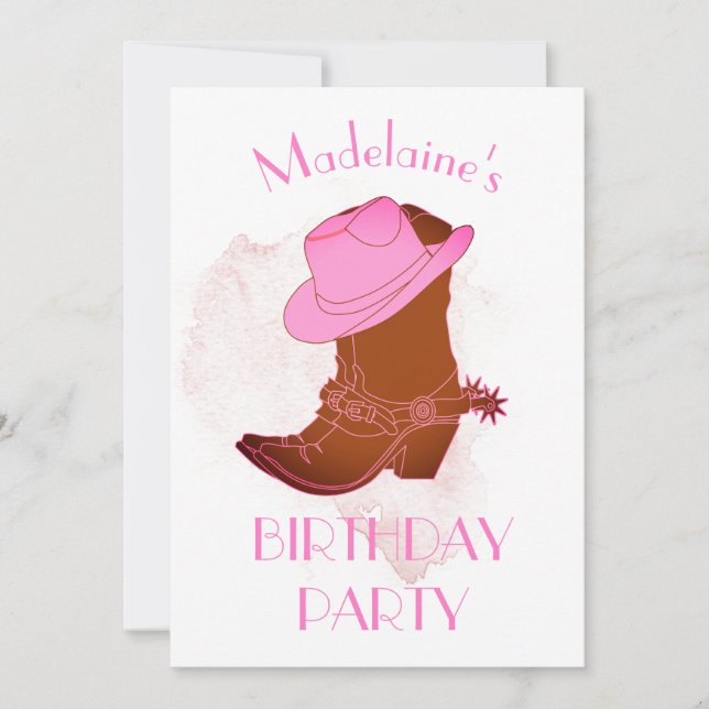 Birthday Cowboy Pink Party Invitation (Front)