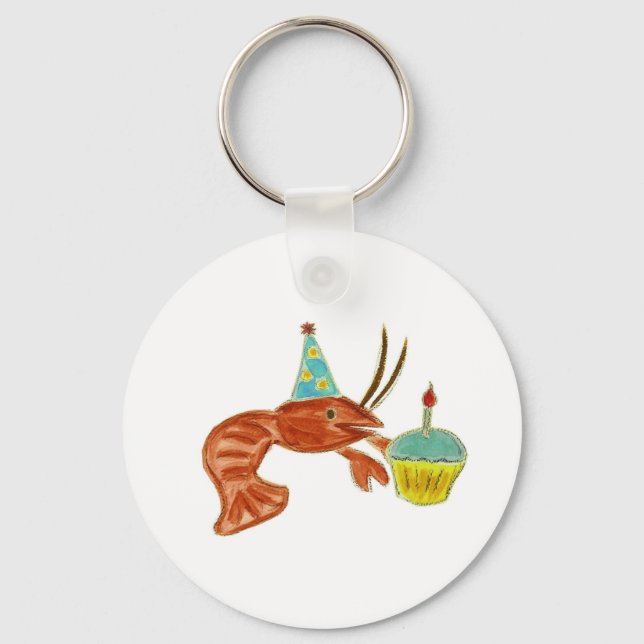 Birthday Crawfish Cupcake Keychain (Front)
