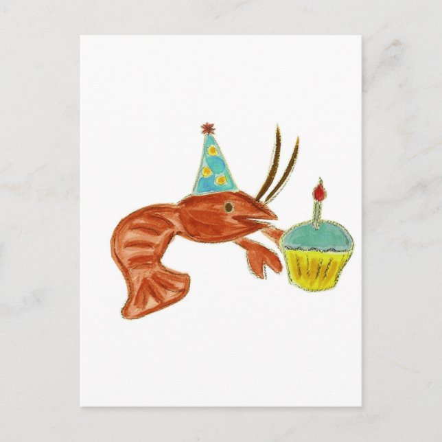 Birthday Crawfish Cupcake Postcard (Front)
