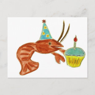 Birthday Crawfish Cupcake Postcard