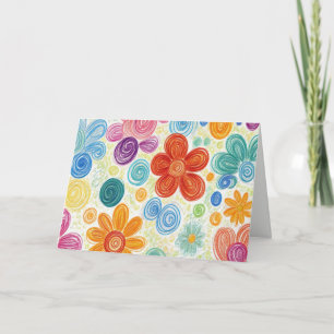 Birthday Crayon Doodle Daisy Design Card