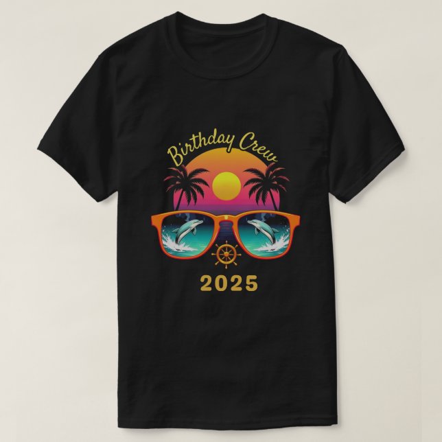 Birthday Crew Cruise Funny Gift 2025 Retro T-Shirt (Design Front)