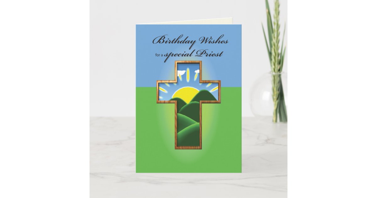 Birthday Cross Priest Card Zazzle Com