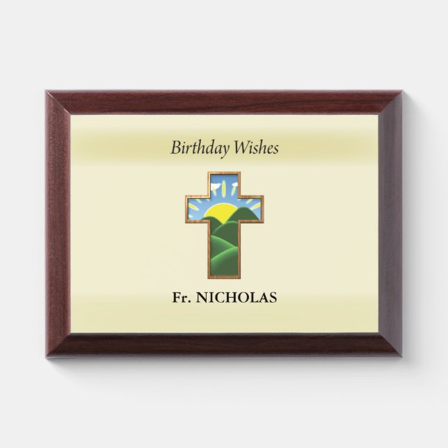 Birthday Cross Priest Personalized Award Plaque (Horizontal)