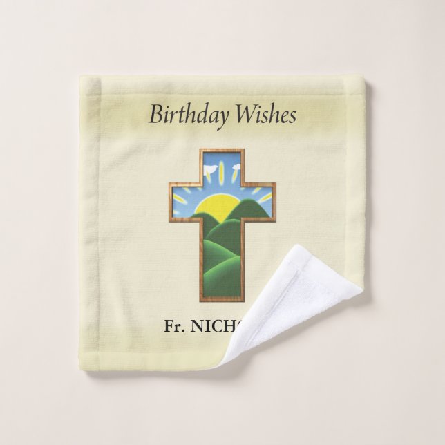 Birthday Cross Priest Personalized Wash Cloth (Wash Cloth)