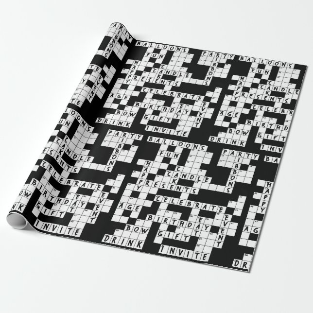 birthday crossword puzzle game wrapping paper (Unrolled)